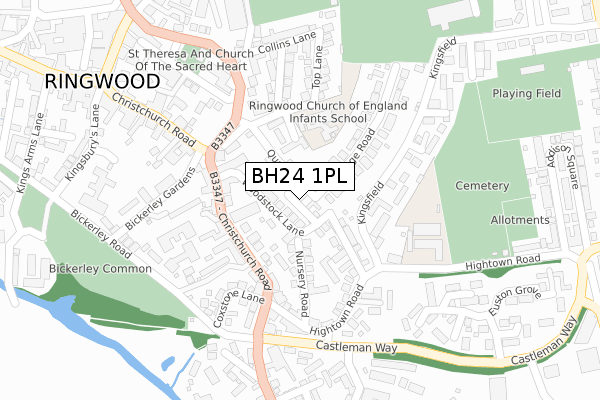 BH24 1PL map - large scale - OS Open Zoomstack (Ordnance Survey)