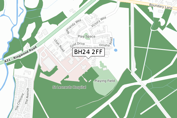 BH24 2FF map - large scale - OS Open Zoomstack (Ordnance Survey)