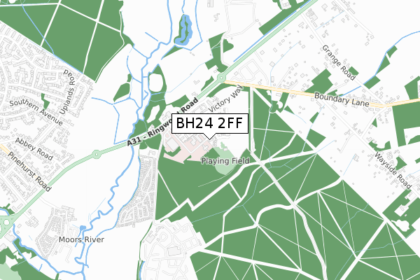 BH24 2FF map - small scale - OS Open Zoomstack (Ordnance Survey)