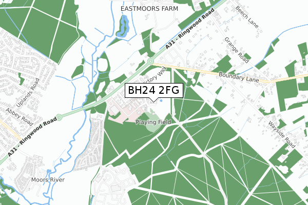 BH24 2FG map - small scale - OS Open Zoomstack (Ordnance Survey)