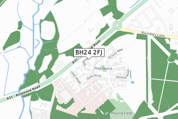 BH24 2FJ map - large scale - OS Open Zoomstack (Ordnance Survey)