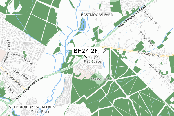 BH24 2FJ map - small scale - OS Open Zoomstack (Ordnance Survey)