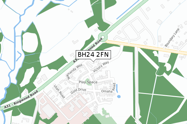 BH24 2FN map - large scale - OS Open Zoomstack (Ordnance Survey)