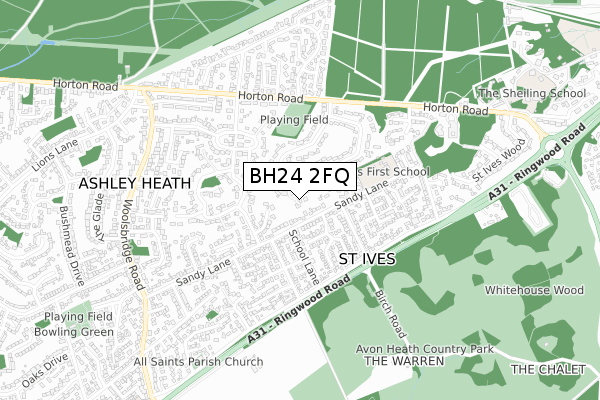 BH24 2FQ map - small scale - OS Open Zoomstack (Ordnance Survey)