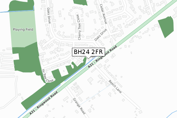 BH24 2FR map - large scale - OS Open Zoomstack (Ordnance Survey)