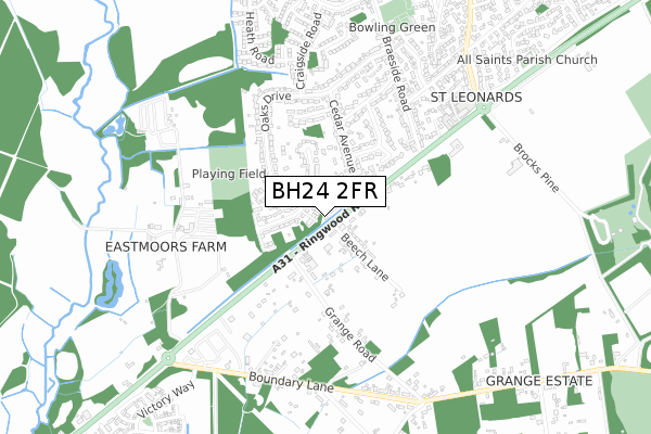 BH24 2FR map - small scale - OS Open Zoomstack (Ordnance Survey)