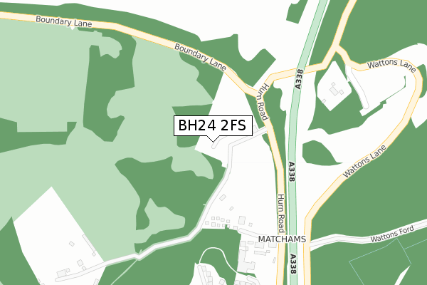 BH24 2FS map - large scale - OS Open Zoomstack (Ordnance Survey)