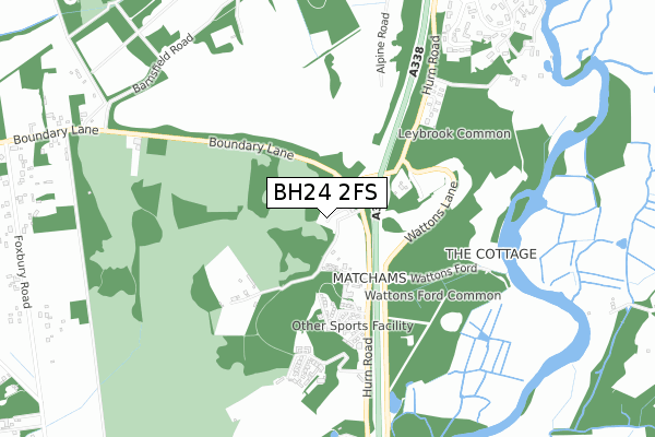 BH24 2FS map - small scale - OS Open Zoomstack (Ordnance Survey)