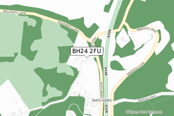 BH24 2FU map - large scale - OS Open Zoomstack (Ordnance Survey)