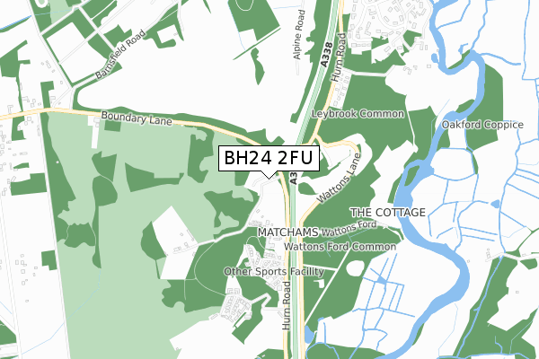 BH24 2FU map - small scale - OS Open Zoomstack (Ordnance Survey)