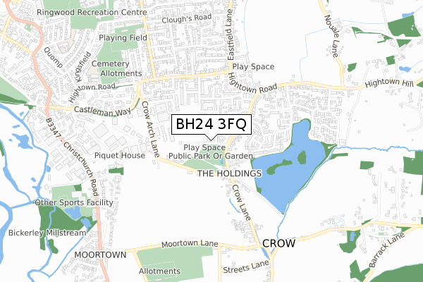 BH24 3FQ map - small scale - OS Open Zoomstack (Ordnance Survey)