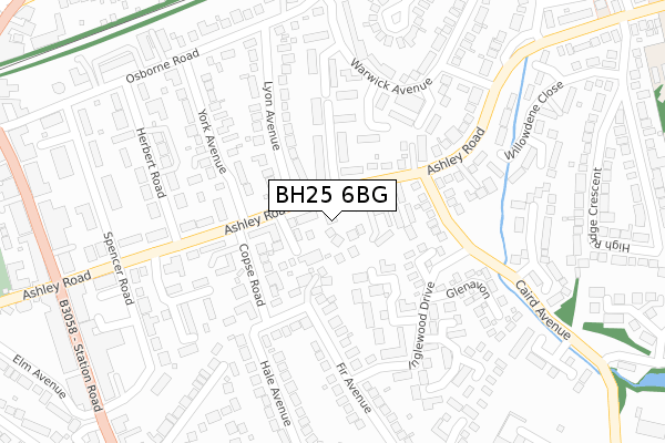 BH25 6BG map - large scale - OS Open Zoomstack (Ordnance Survey)