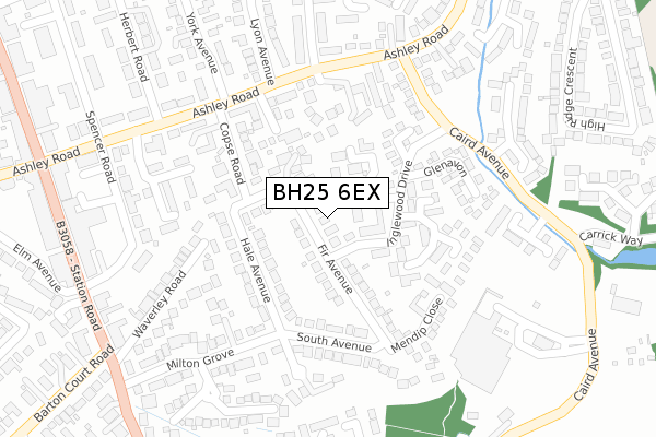 BH25 6EX map - large scale - OS Open Zoomstack (Ordnance Survey)