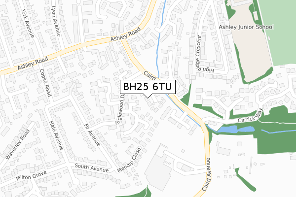 BH25 6TU map - large scale - OS Open Zoomstack (Ordnance Survey)