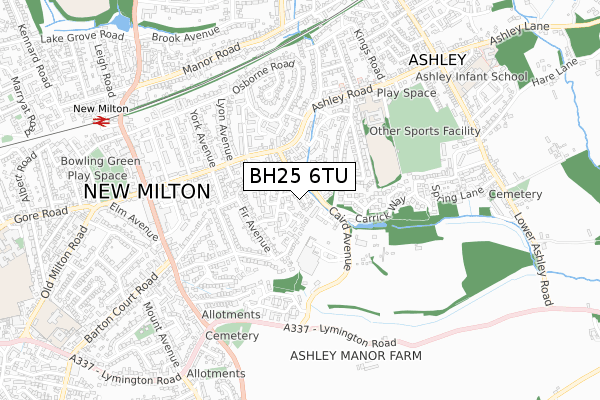 BH25 6TU map - small scale - OS Open Zoomstack (Ordnance Survey)