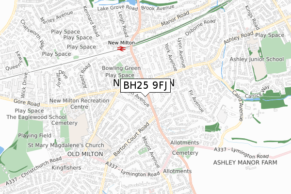 BH25 9FJ map - small scale - OS Open Zoomstack (Ordnance Survey) BH25 9FJ map - small scale - OS Open Zoomstack (Ordnance Survey)