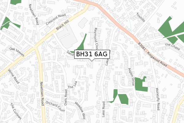 BH31 6AG map - large scale - OS Open Zoomstack (Ordnance Survey)