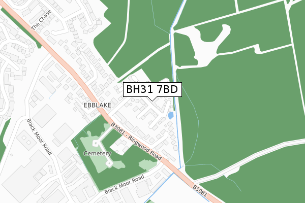 BH31 7BD map - large scale - OS Open Zoomstack (Ordnance Survey)