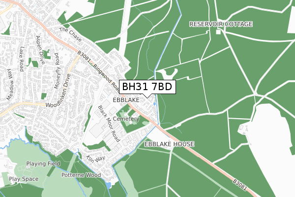 BH31 7BD map - small scale - OS Open Zoomstack (Ordnance Survey)