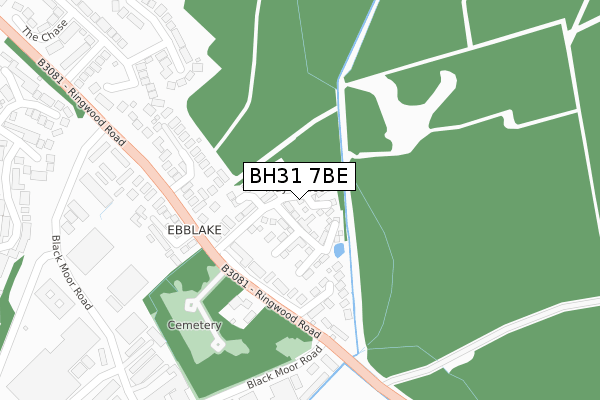 BH31 7BE map - large scale - OS Open Zoomstack (Ordnance Survey)