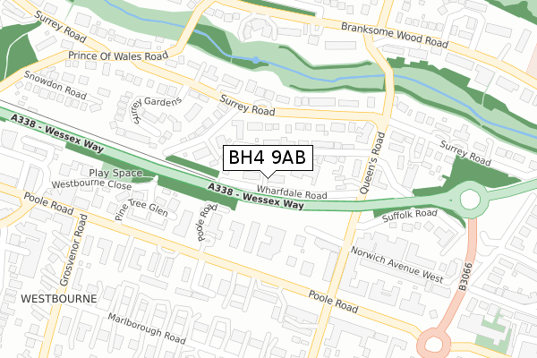 BH4 9AB map - large scale - OS Open Zoomstack (Ordnance Survey)