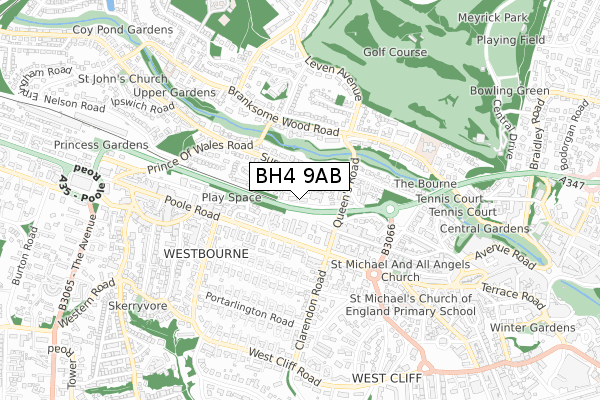 BH4 9AB map - small scale - OS Open Zoomstack (Ordnance Survey)