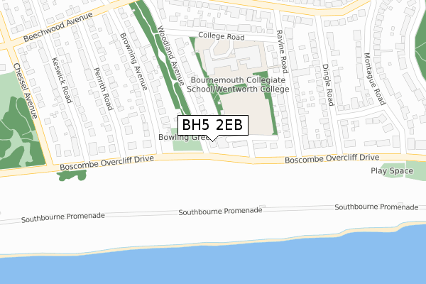 BH5 2EB map - large scale - OS Open Zoomstack (Ordnance Survey)