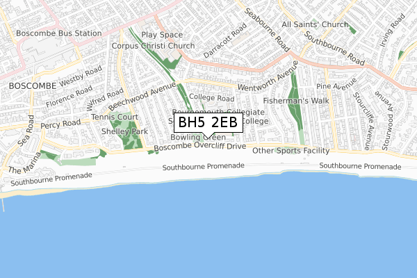 BH5 2EB map - small scale - OS Open Zoomstack (Ordnance Survey)