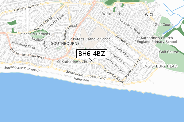 BH6 4BZ map - small scale - OS Open Zoomstack (Ordnance Survey)