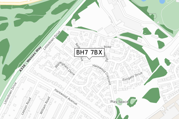 BH7 7BX map - large scale - OS Open Zoomstack (Ordnance Survey)