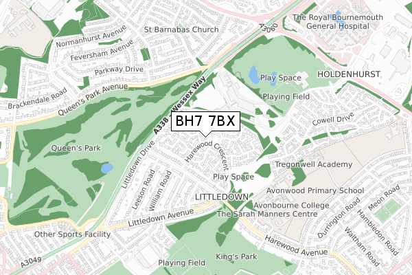 BH7 7BX map - small scale - OS Open Zoomstack (Ordnance Survey)