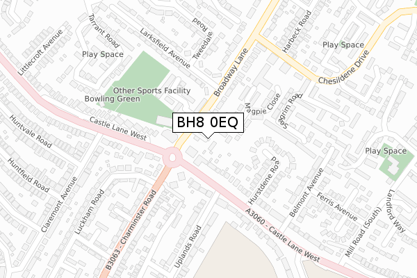 BH8 0EQ map - large scale - OS Open Zoomstack (Ordnance Survey)