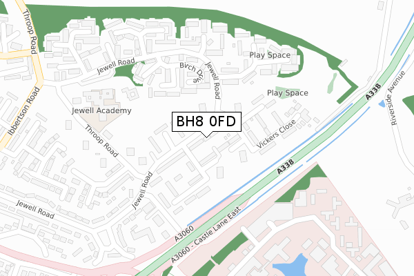 BH8 0FD map - large scale - OS Open Zoomstack (Ordnance Survey)