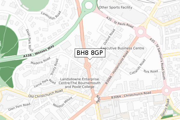 BH8 8GP map - large scale - OS Open Zoomstack (Ordnance Survey)