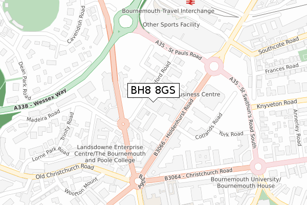 BH8 8GS map - large scale - OS Open Zoomstack (Ordnance Survey)
