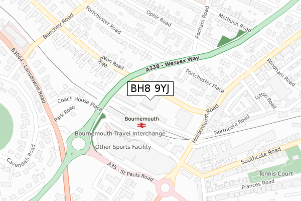 BH8 9YJ map - large scale - OS Open Zoomstack (Ordnance Survey)