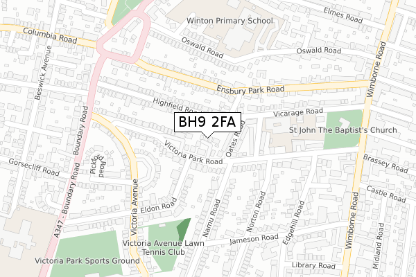 BH9 2FA map - large scale - OS Open Zoomstack (Ordnance Survey)