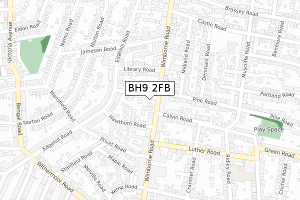 BH9 2FB map - large scale - OS Open Zoomstack (Ordnance Survey)