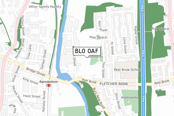 BL0 0AF map - large scale - OS Open Zoomstack (Ordnance Survey)