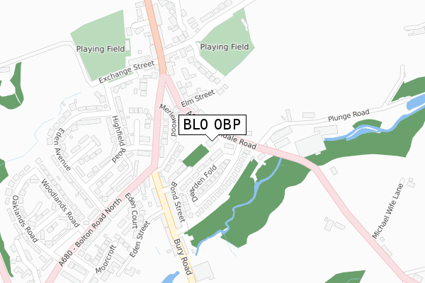 BL0 0BP map - large scale - OS Open Zoomstack (Ordnance Survey)