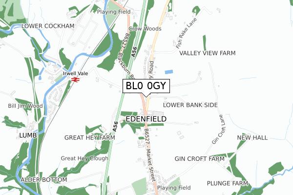 BL0 0GY map - small scale - OS Open Zoomstack (Ordnance Survey)