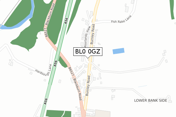 BL0 0GZ map - large scale - OS Open Zoomstack (Ordnance Survey)