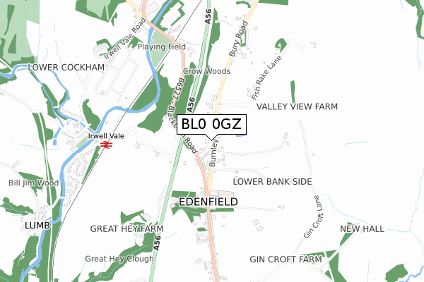 BL0 0GZ map - small scale - OS Open Zoomstack (Ordnance Survey)