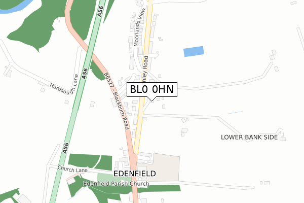 BL0 0HN map - large scale - OS Open Zoomstack (Ordnance Survey)