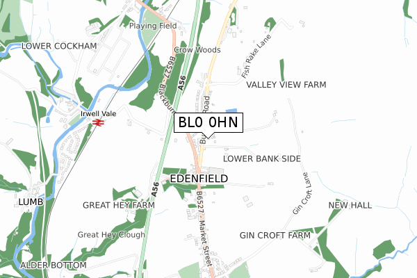 BL0 0HN map - small scale - OS Open Zoomstack (Ordnance Survey)