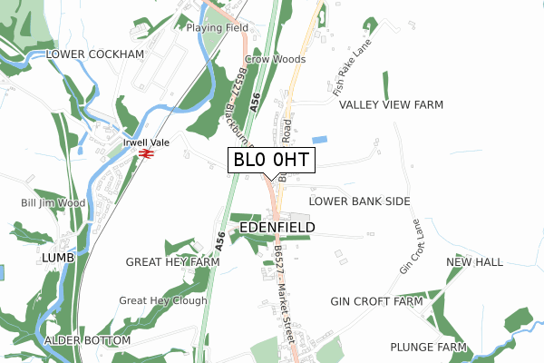 BL0 0HT map - small scale - OS Open Zoomstack (Ordnance Survey)