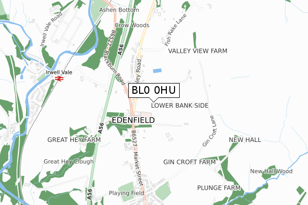 BL0 0HU map - small scale - OS Open Zoomstack (Ordnance Survey)