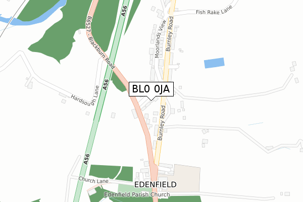 BL0 0JA map - large scale - OS Open Zoomstack (Ordnance Survey)