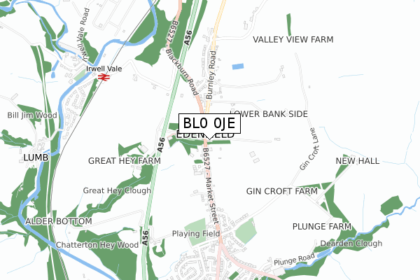 BL0 0JE map - small scale - OS Open Zoomstack (Ordnance Survey)