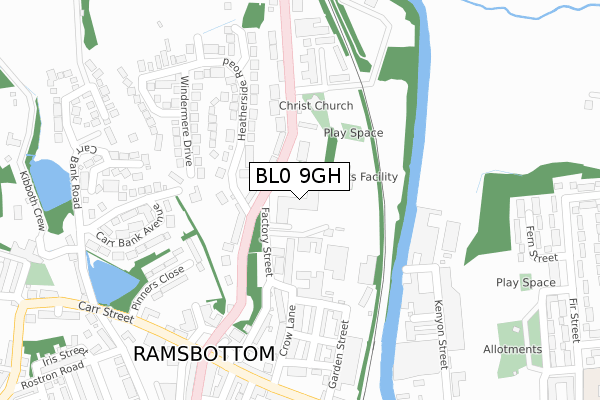 BL0 9GH map - large scale - OS Open Zoomstack (Ordnance Survey)